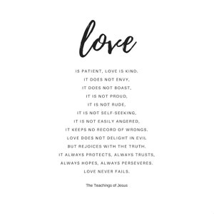 LOVE Poster Love Poem Jesus Poster Beautiful Poem Inspired - Etsy