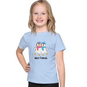 Cute &quot;Best Friends&quot; Kids T-Shirt, Penguin Friends, Penguin Buddies, Unisex Kids Crew Neck T-shirt, Inspiring Kid Gifts, Positive Kid Quotes