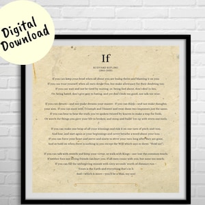 Poema IF de Rudyard Kipling, DESCARGA DIGITAL, poema inspirador de padre a hijo, regalo del Día del Padre, regalo para hijo