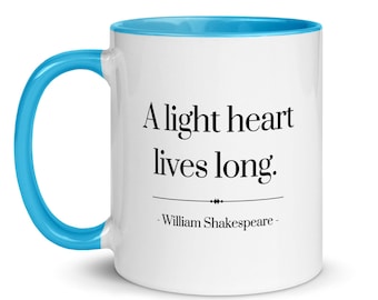 Shakespeare Quote Coffee Mug: "A Light Heart Lives Long" - Colorful Ceramic Mug