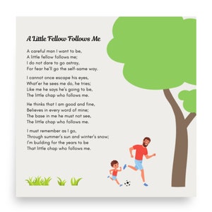Poema "Un pequeño me sigue", póster fotográfico, temática de fútbol, poema para papá, regalo para papá primerizo, regalo para el Día del Padre, cumpleaños de papá, arte mural