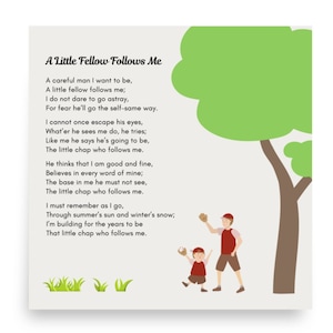 Poesia "Un piccolo amico mi segue", poster su carta fotografica, tema baseball, poesia per papà, regalo per neo-papà, regalo per la festa del papà, compleanno del papà, stampa artistica da parete