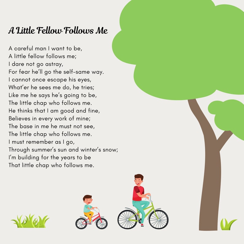 A Little Fellow Follows Me Print Dad Poem Dad Gifts Etsy