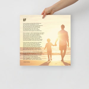 IF Poem, Rudyard Kipling Poem Poster, IF Poem Print, Gift for New Dad, Gift for Son, Graduation Gift, Fathers Day Gift, UNFRAMED