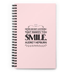 Audrey Hepburn Spiral Notebook, Audrey Hepburn Quote, Cute Journal, Breakfast at Tiffany&#39;s, Roman Holiday, Gifts for Mom, Gift for Friend