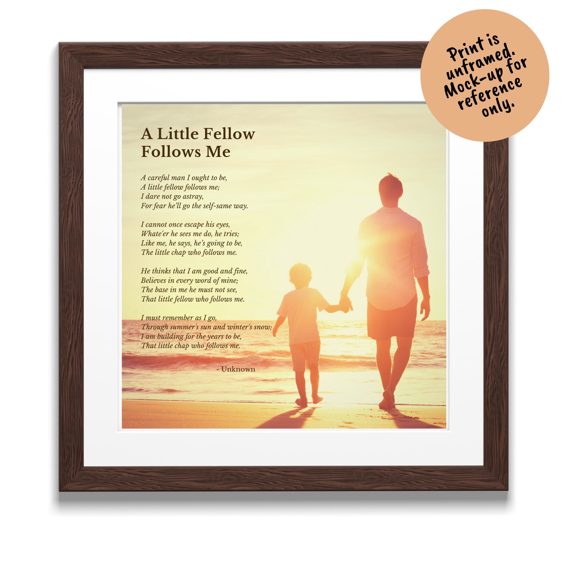 A Little Fellow Follows Me, Photo Paper Poster, Wall Art, Father's Day ...