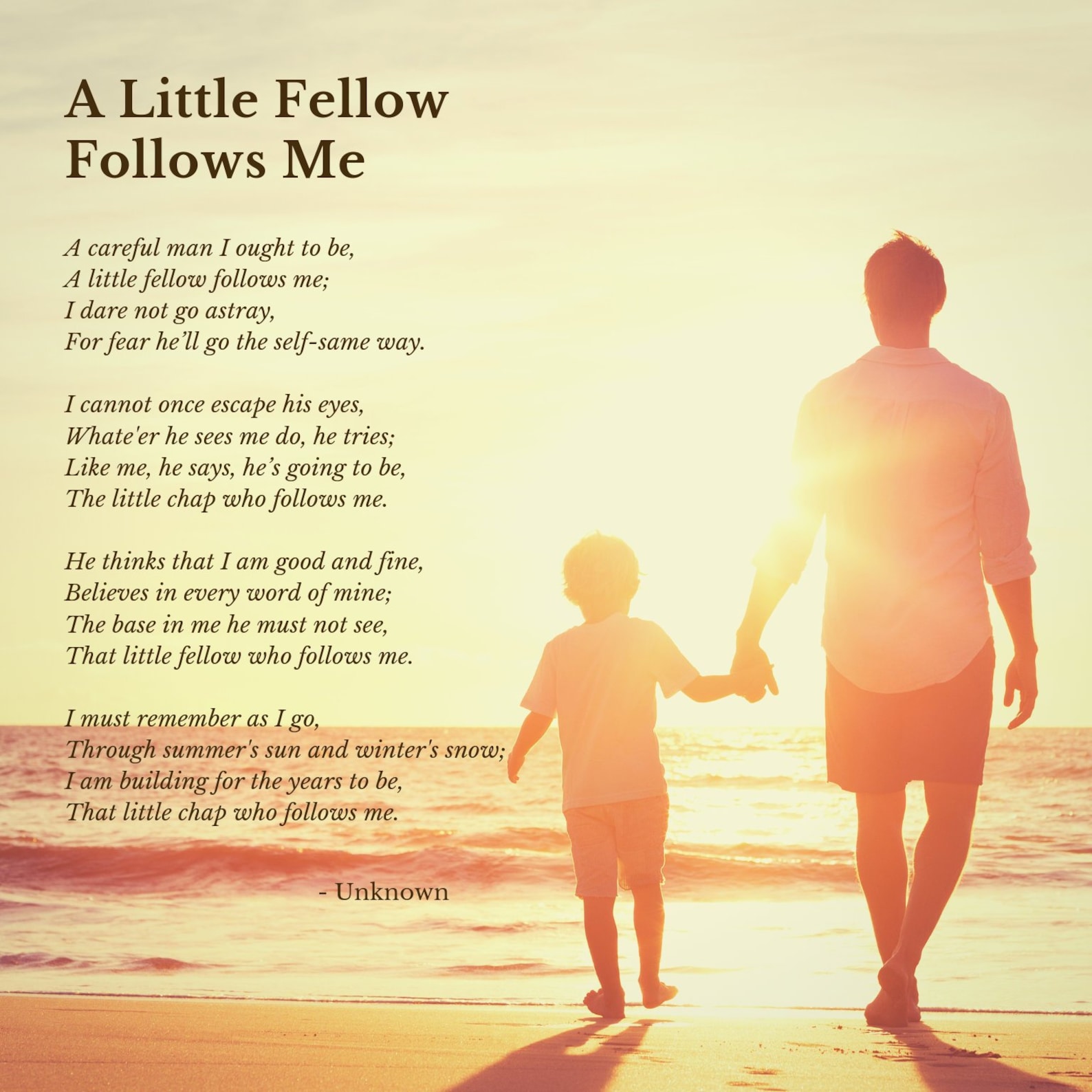 Dad poem A Little Fellow Follows Me Poster Etsy