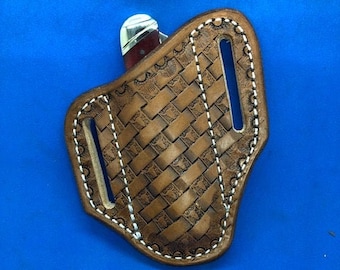 Cow skull Basket weave Trapper sheath