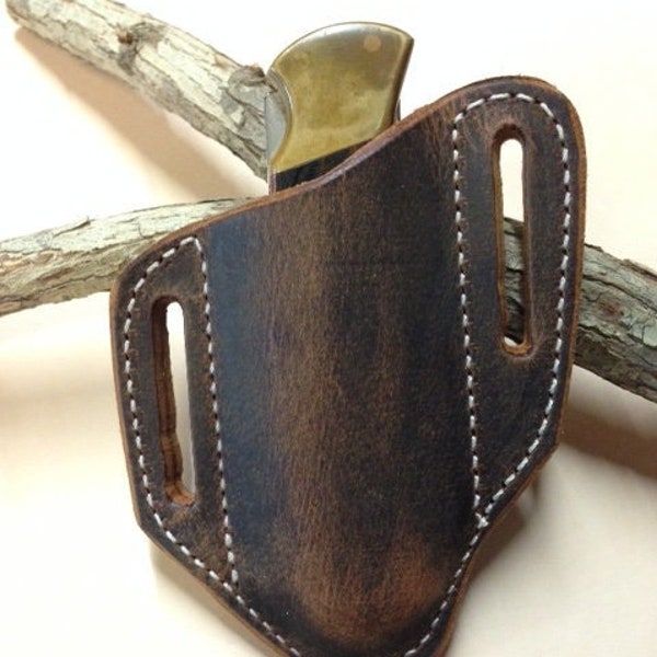 Crazy Horse Genuine Buffalo leather sheath for the Buck 110 knife or the full size Sod Buster knife