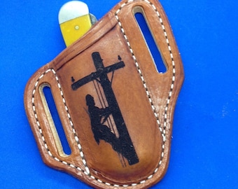 Lineman workers  leather sheath for the Trapper style knives