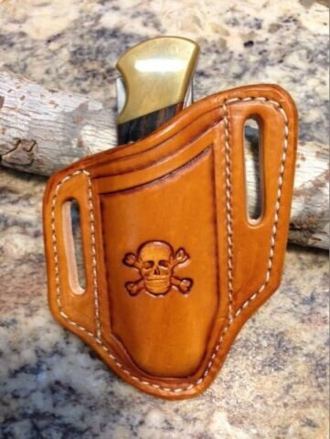 Skull and Cross Bones Leather Sheath for the Buck 110 Knife Etsy
