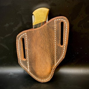 Crazy Horse Genuine Buffalo leather sheath for the Buck 110 knife or the full size Sod Buster knife