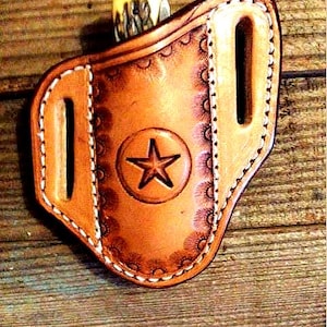Tooled Texas Star with Circle For Trapper style Pocket Knives