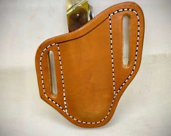Tan Plain Pancake sheath for Trapper style knives