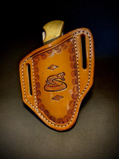 Rattle Snake Buck 110 Knife Sheath Hand Tooled Quality Israel