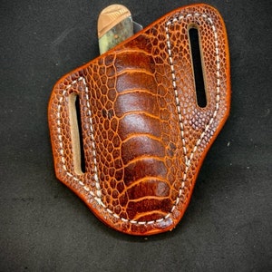 Rustic Ostrich leg Trapper sheath