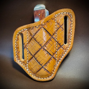 Large Basketweave pancake style sheath for the Trapper knife