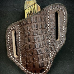 Chocolate Gator Print Trapper Knife sheath