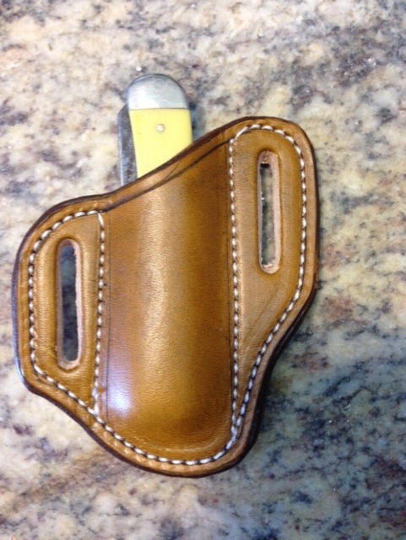 Tan Plain Pancake Sheath for Trapper Style Knives Etsy