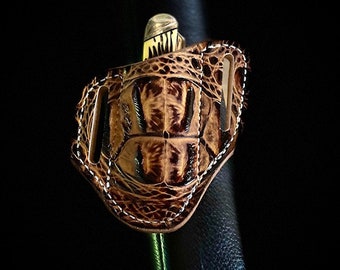 Unique Quality Rustic Gator print trapper knife sheath Awesome detail
