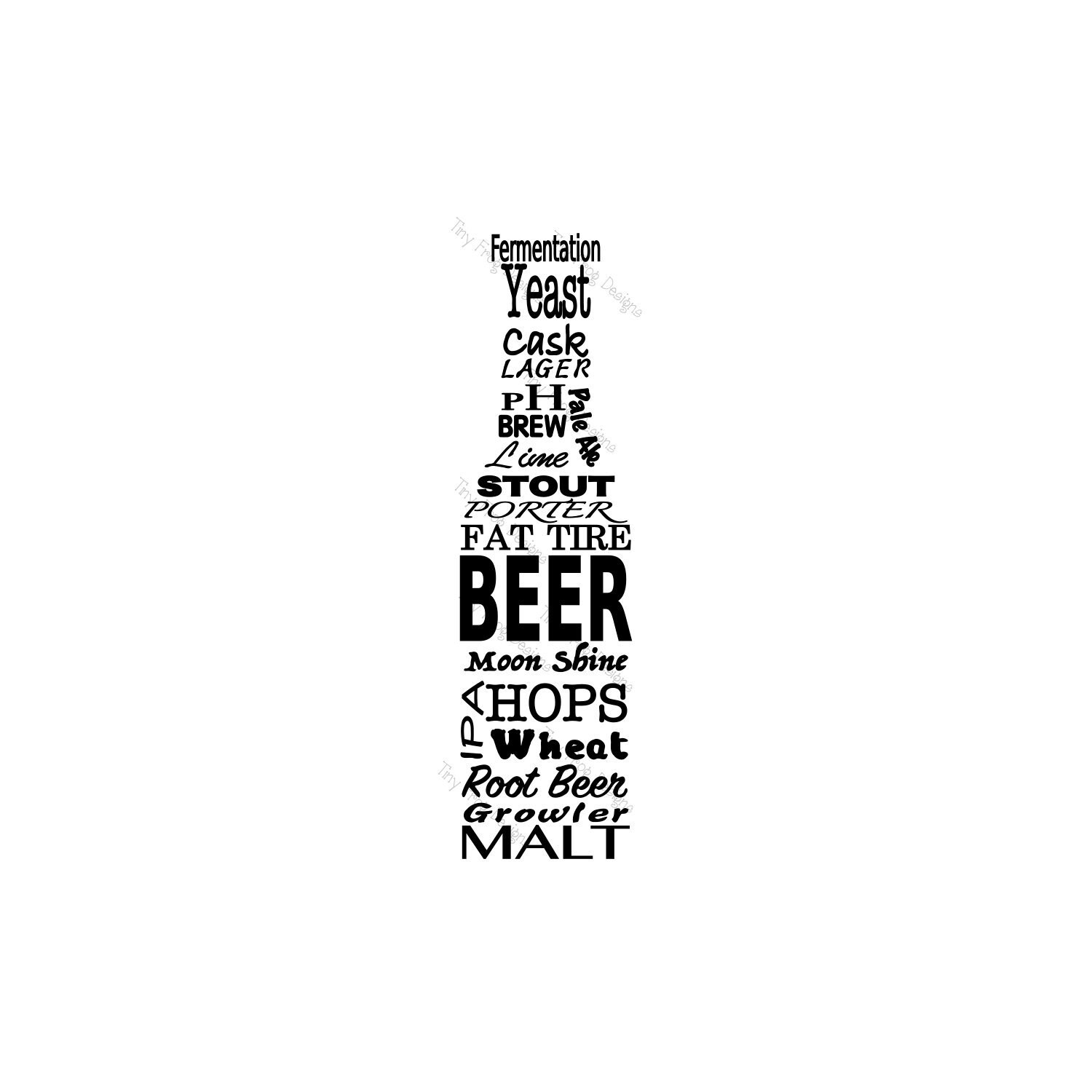 SVG Beer and beer brewing terms in the shape of a beer
