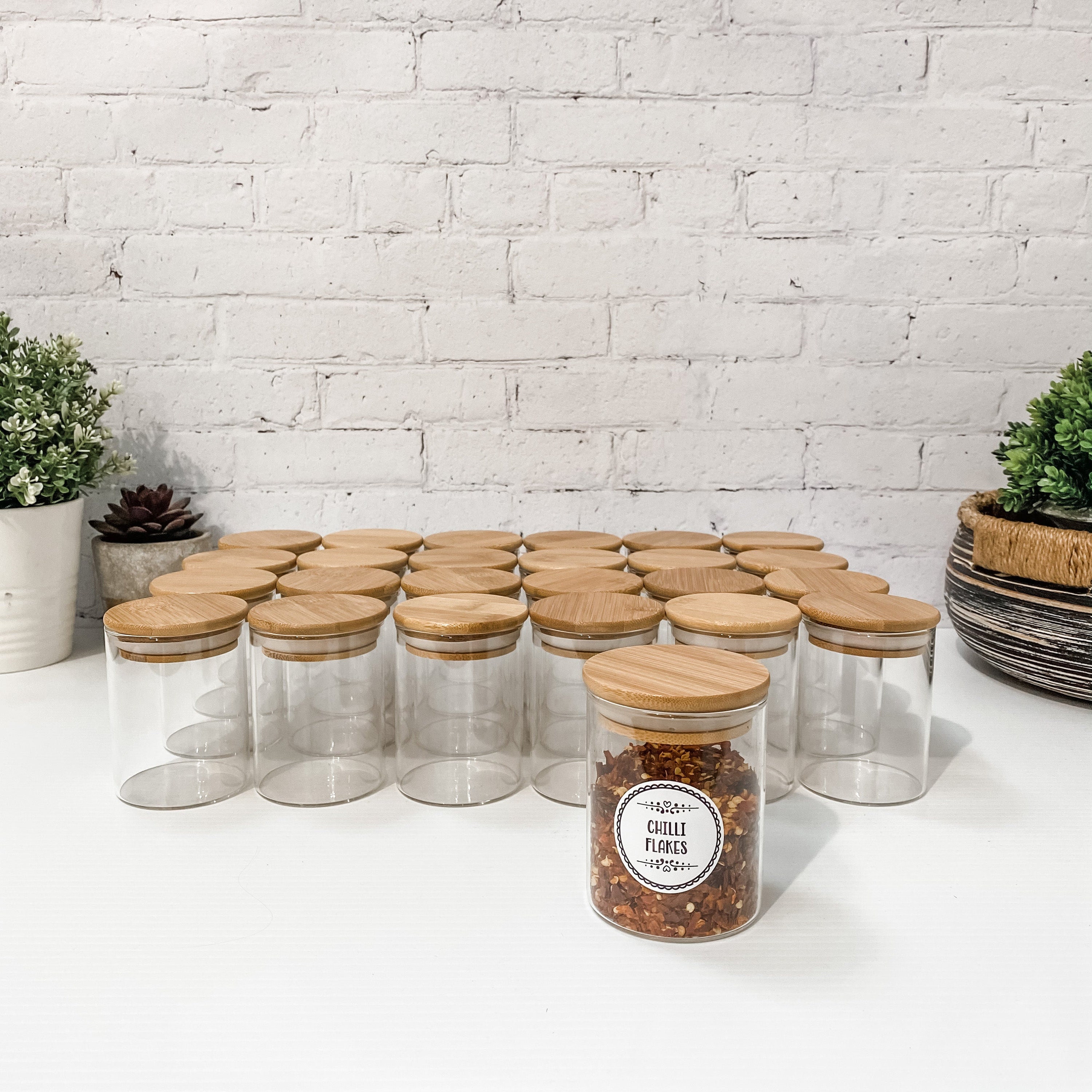 Bloomondo Empty Spice Jars with Labels 200ml Large size 10 pack