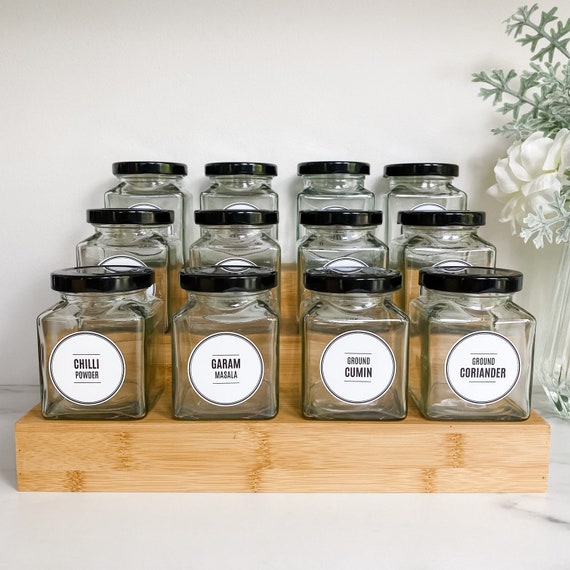 195ml Square Glass Spice Jar Bundle Etsy