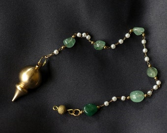 Golden Jade Pendulum , Divination Witchcraft Tools , Magical Goods for Witches , Magic Seekers, Crystal Spiritual Tool