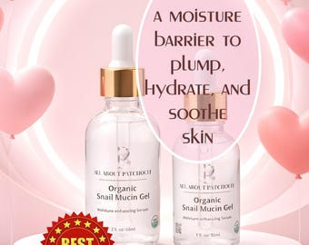 Organic Snail Mucin Face Serum GEL, Snail secretion Hydrating, soothing, moisturizing, non-greasy, All about Patchouli, Valentine, Christmas