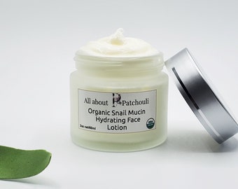 Organic Snail Face lotion, Snail secretion Hydrating Snail Face cream, Anti Aging, Moisturizing Snail Lotion, All about Patchouli