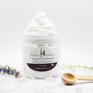 Organic Extra Strength Magnesium Butter, Magnesium Lotion, Lavender Whipped Magnesium Body Butter, All about Patchouli, Sleep Lotion, Gift