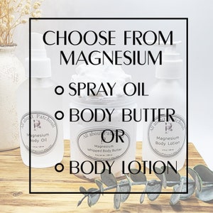 Extra strength Organic Magnesium Oil Spray, Pump Lotion or Body Butter, Extra Strength Magnesium, Transdermal Magnesium,Magnesium Deficiency