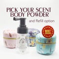 Pick Your Scent Body Powder (Shimmer available) 4oz, Talc Free, Natural Organic Arrowroot,Dusting Powder Puff, Refill Pouch Best Body Powder