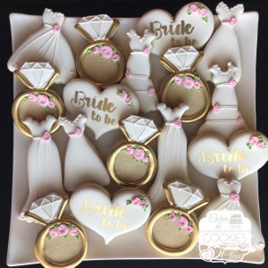 The Jane - 1 Dozen Bridal Shower Cookies, Engagement Bridal Shower Wedding Custom Decorated Sugar Cookies