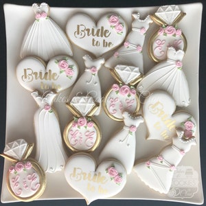 The Debbie - Personalized Bridal Shower Cookies, Engagement Bridal Shower Custom Decorated Cookies