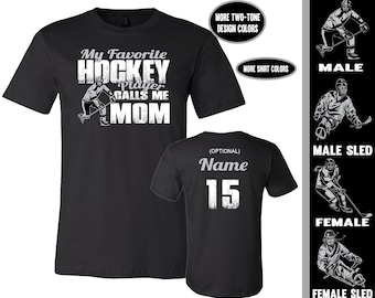 Chemise maman hockey : mon joueur de hockey préféré, t-shirt ajusté