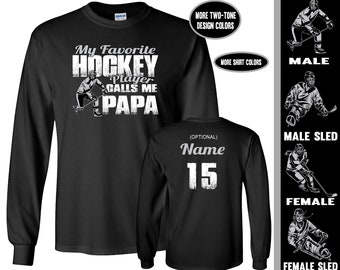 Hockey Papa Long Sleeve Tee | Gift for Hockey Grandpa