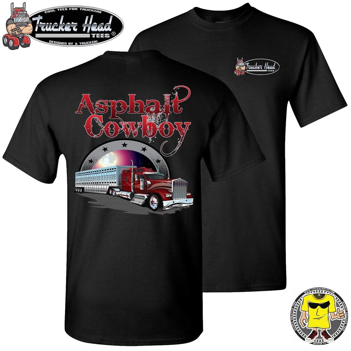 Trucker Tshirt Asphalt Cowboy Bull Hauler T Shirts Trucker Etsy