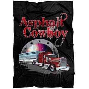 Asphalt Cowboy Truck Fleece Blanket: Trucker Throw Blanket