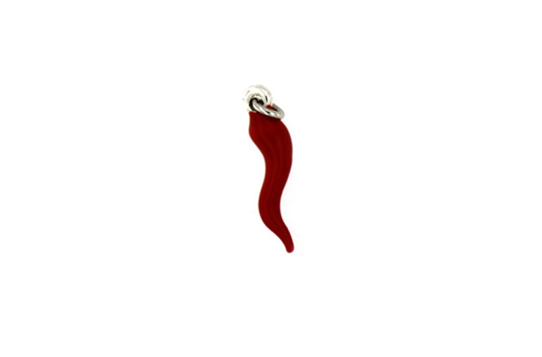 Corno portafortuna in argento smaltato rosso