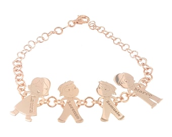 Personalized bracelet with 4 subjects from your family and free name engraving
