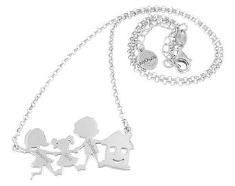 Collana personalizzata con la tua famiglia in argento 925 anallergico. Incisione nomi o iniziali gratuita.