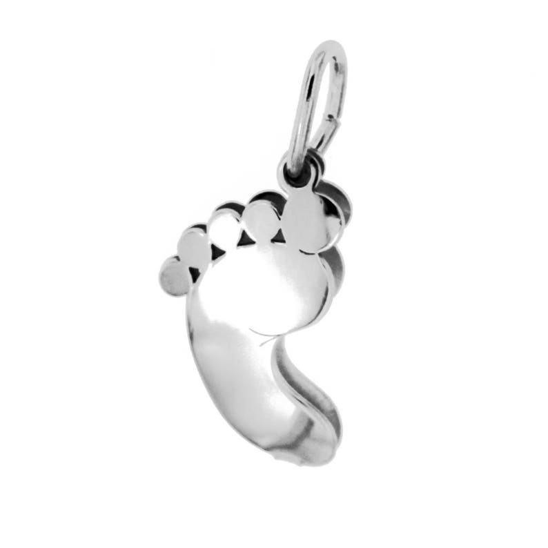 Pendant in the shape of a double-face foot personalized with engravings, ideal as a favor, in rhodium-plated 925 silver. image 1