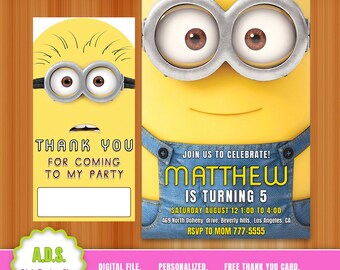 minion invitation minion minion party minion invite minion etsy