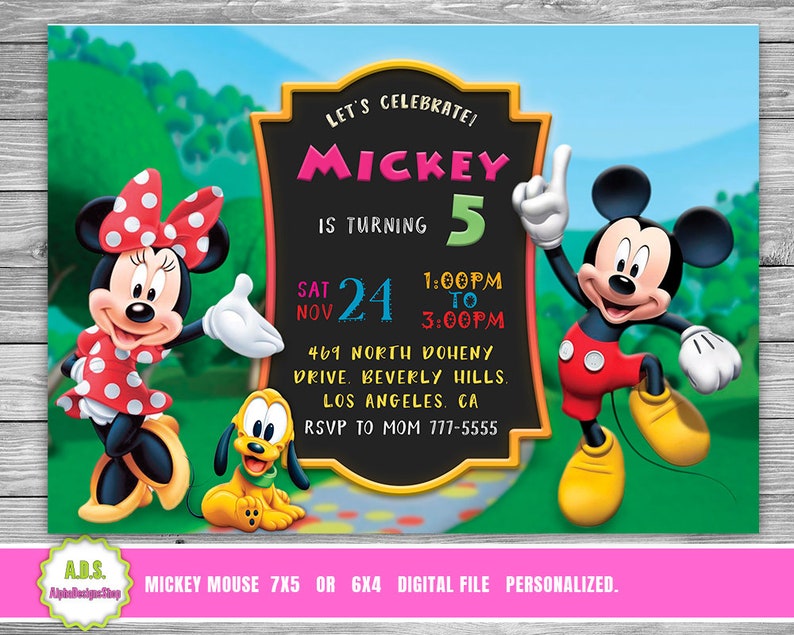 Mickey Minnie Mouse Birthday Party Mickey Mouse Invitation Etsy