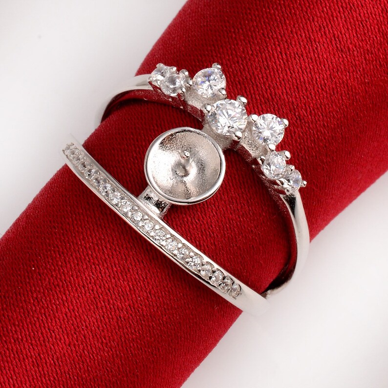 Double Band Ring Findings 925 Sterling Silver Zircon CD9RM165 Etsy UK