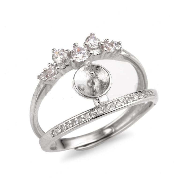 Double Band Ring Findings 925 Sterling Silver Zircon CD9RM165 Etsy UK