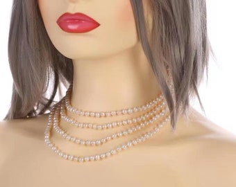 5-6mm Freshwater Seed Pearl Necklace Real White Pearl Necklace with 925 Sterling Silver Clasp
