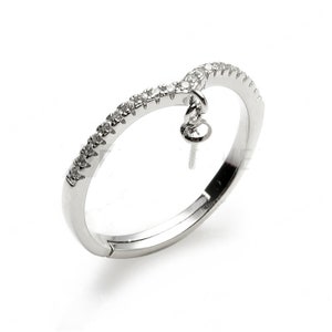 925 Silber Zirkonia Baumeln Perlen Ring Befunde CD9RM61