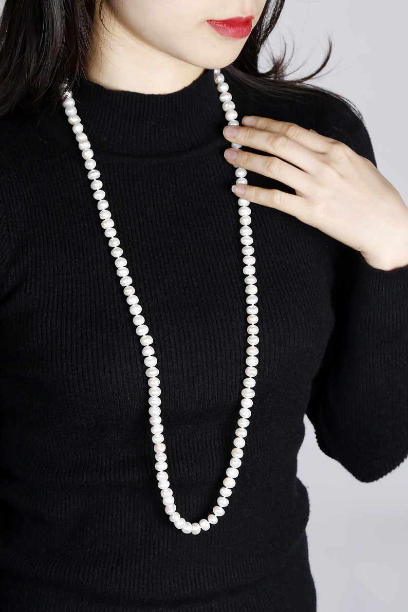 White Freshwater Cultured Pearl Long Strand Necklace 910MM Etsy